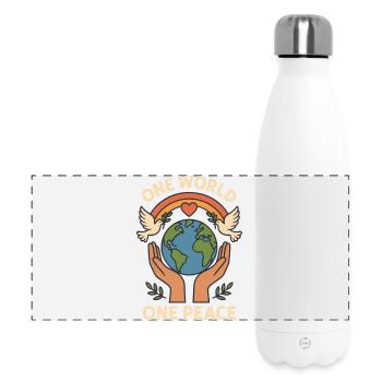 Un monde, une paix - Gourde isotherme panoramique 500 ml - blanc - Devant