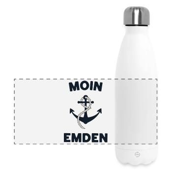 Moin Emden – Maritimes Anker-Design - Panorama Isolierflasche 500 ml - Weiß - Vorne