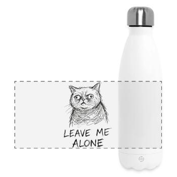 Katzen-Skizze Leave Me Alone - Panorama Isolierflasche 500 ml - Weiß - Vorne