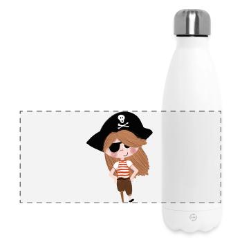 Cache-œil de dessin animé Pirate Girl - Gourde isotherme panoramique 500 ml - blanc - Devant