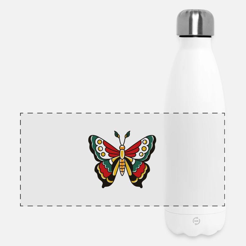 Illustration de papillon Papillon Coloré Moderne - Gourde isotherme panoramique 500 ml - blanc