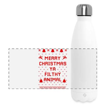 Humorous Christmas Animal Sweater - Panoramic Thermal Bottle 500 ml - white - Front