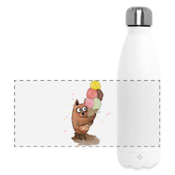 Hibou avec de la glace géante - Gourde isotherme panoramique 500 ml - blanc - Devant
