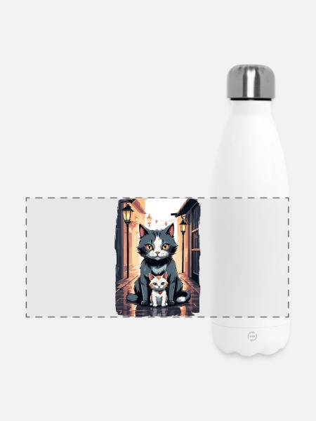 Süße Katzen - Panorama Isolierflasche 500 ml - Weiß