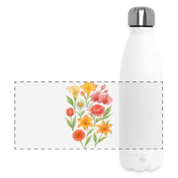 Elegant pastel floral arrangement - Panoramic Thermal Bottle 500 ml - white - Front