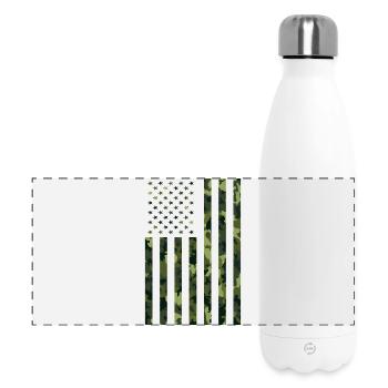 USA Flagge Camo Camouflage Militär Army - Panorama Isolierflasche 500 ml - Weiß - Vorne