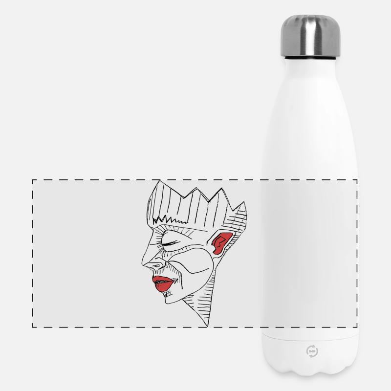 Red lips, silent rage - Panoramic Thermal Bottle 500 ml - white