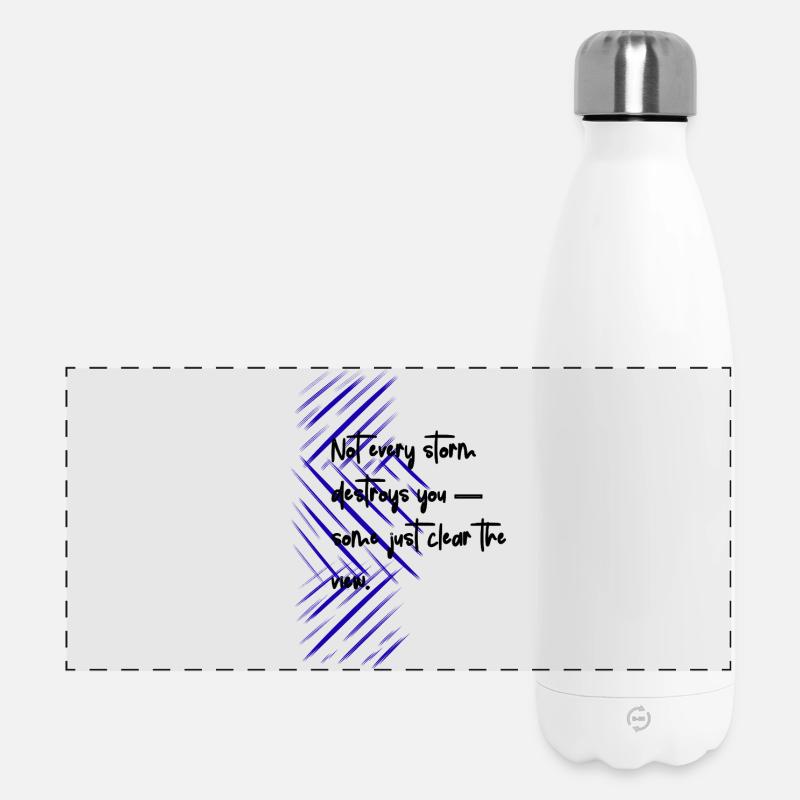 Blue Diagonal Hatch Abstract design - Panoramic Thermal Bottle 500 ml - white