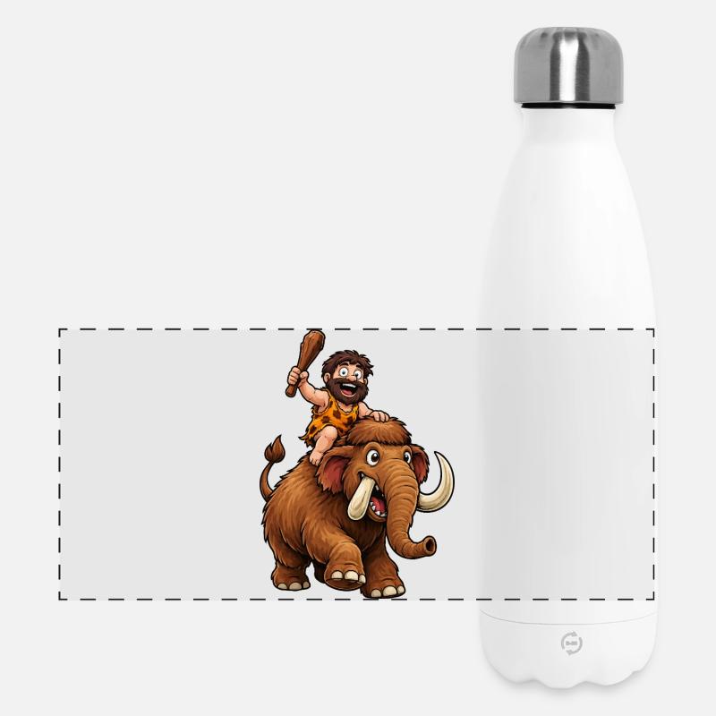 Höhlenmensch auf Mammut-Reise - Panorama Isolierflasche 500 ml - Weiß