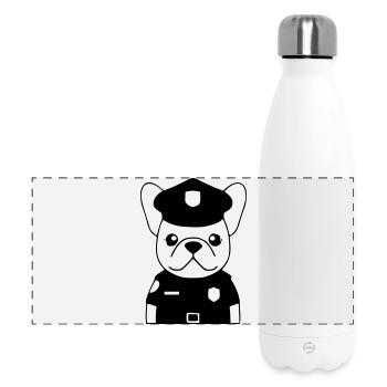 Frenchie Polizist Hund Schwarz - Panorama Isolierflasche 500 ml - Weiß - Vorne