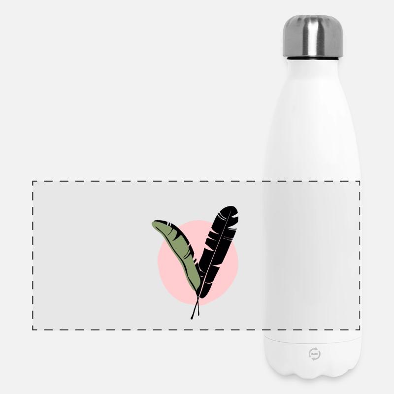 Feuille de bananier abstrait midcentury moderne - Gourde isotherme panoramique 500 ml - blanc
