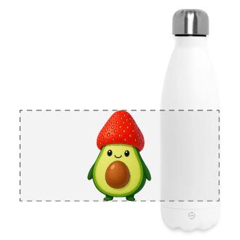 Drôle d’avocat fraise chapeau Fruity Fun - Gourde isotherme panoramique 500 ml - blanc - Devant