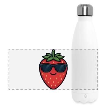 Fraise fraîche Été Fruité Drôle Satisfait - Gourde isotherme panoramique 500 ml - blanc - Devant