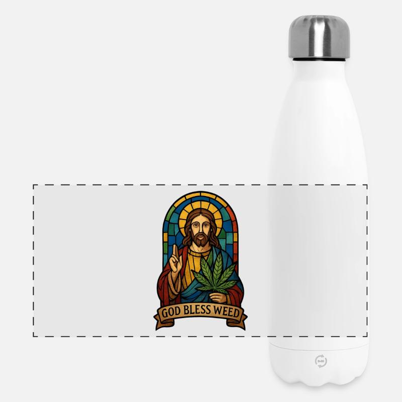 God Bless Weed - Panoramic Thermal Bottle 500 ml - white