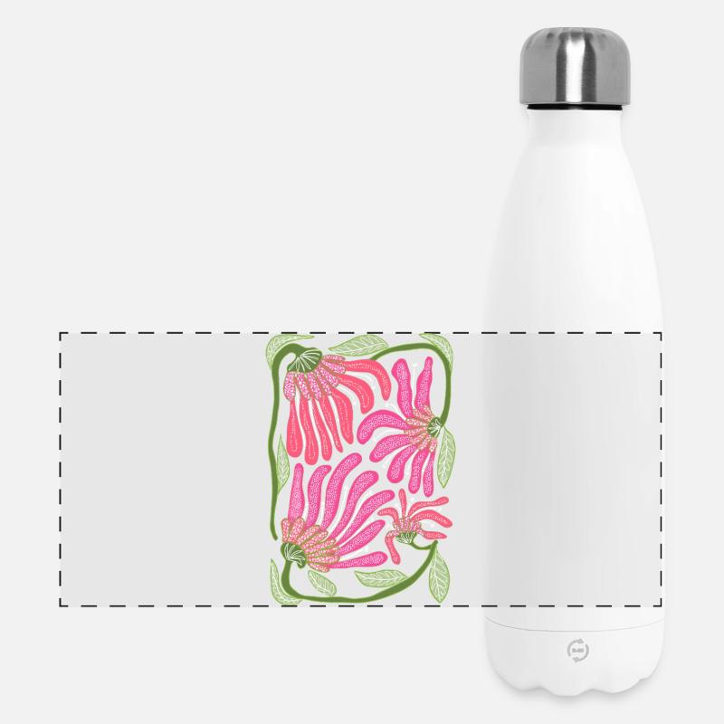 Rosa Boho-Blumen-Handzeichnungsdesign - Panorama Isolierflasche 500 ml - Weiß