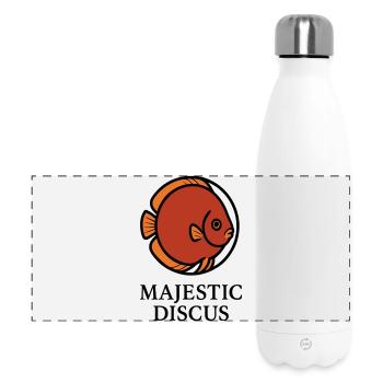 Majestätischer kreisförmiger Diskusfisch-Logo - Panorama Isolierflasche 500 ml - Weiß - Vorne