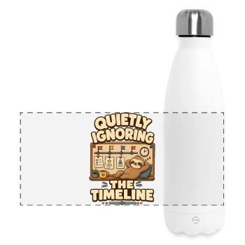 Quietly Ignoring The Timeline Sloth - Panoramic Thermal Bottle 500 ml - white - Front