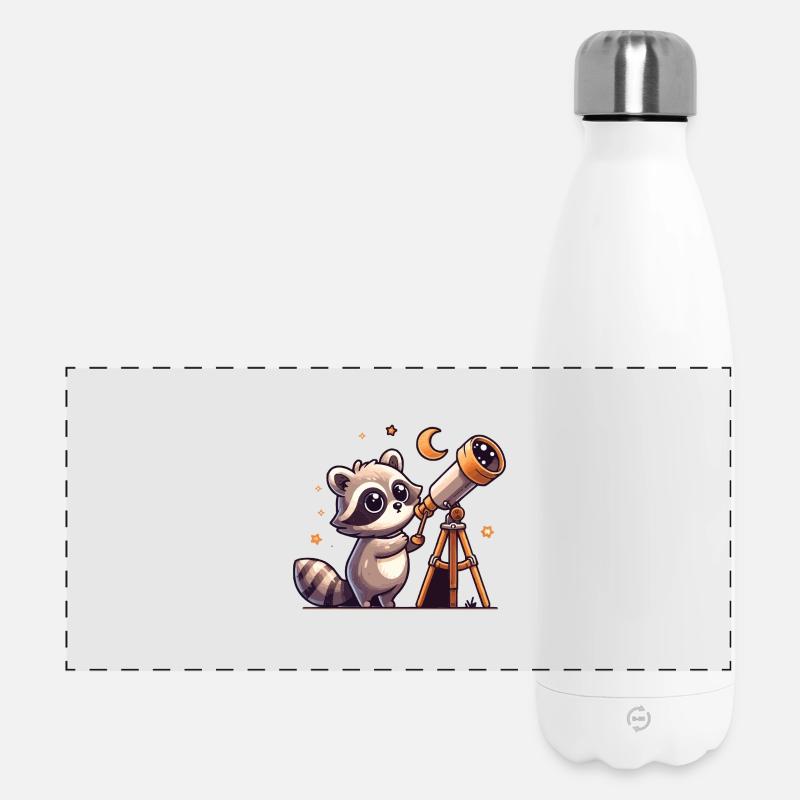 Cuddly raccoon stargazer - Panoramic Thermal Bottle 500 ml - white