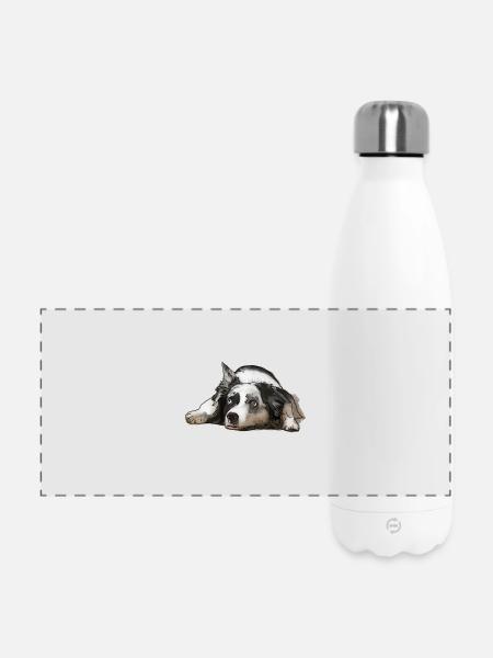 Australian Shepherd - Panorama Isolierflasche 500 ml - Weiß