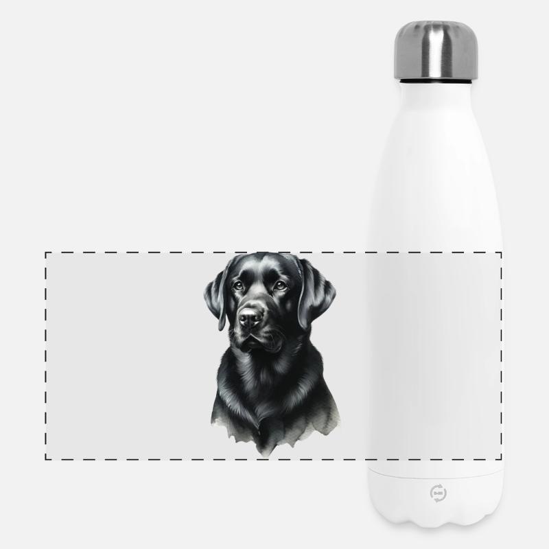 Edler schwarzer Labrador Portrait Labrador - Panorama Isolierflasche 500 ml - Weiß