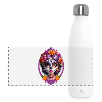 Tête de mort mexicaine Dia de Muertos Sugar skull - Gourde isotherme panoramique 500 ml - blanc - Devant