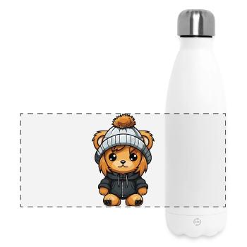 Lion Hiver Animal Bébé Bande Dessinée - Gourde isotherme panoramique 500 ml - blanc - Devant