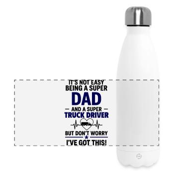 Cœur + Chauffeur de camion – Super Papa Conducteur professionnel - Gourde isotherme panoramique 500 ml - blanc - Devant