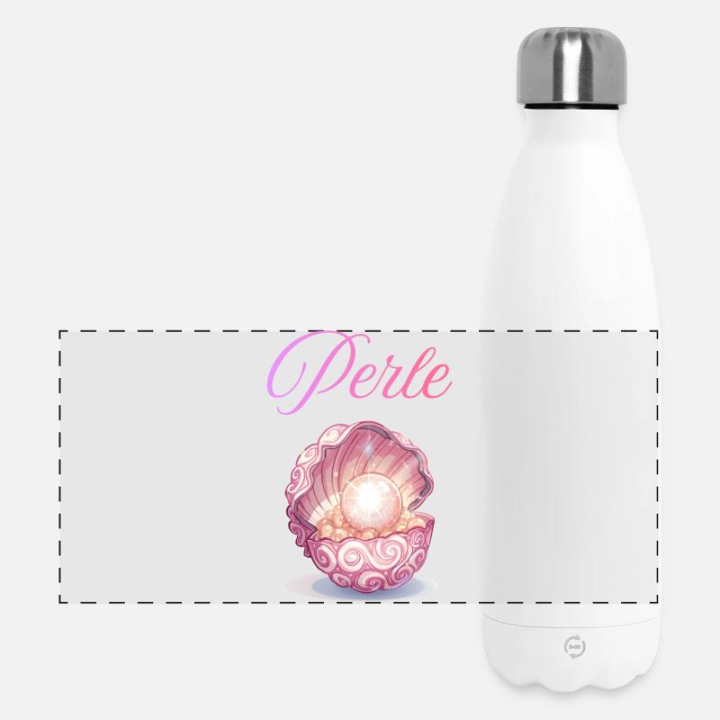 Perle dans la Coquille de Rose - Gourde isotherme panoramique 500 ml - blanc