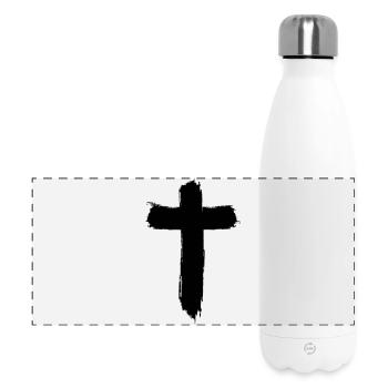 Kreuz Design im Graffiti-Style - Panorama Isolierflasche 500 ml - Weiß - Vorne