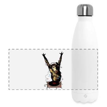 Humorvoller Affe mit DJ-Gear - Panorama Isolierflasche 500 ml - Weiß - Vorne