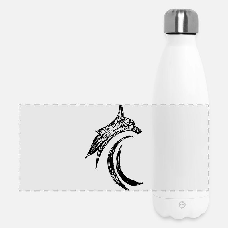 Chat Tribal Lynx Jaguer - Gourde isotherme panoramique 500 ml - blanc