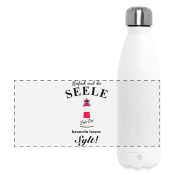 Seele baumeln lassen auf Sylt, Zeichnung List-Ost - Panorama Isolierflasche 500 ml - Weiß - Vorne