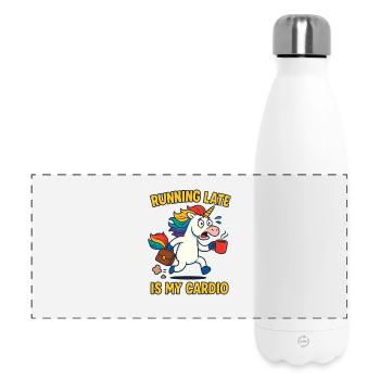 Too late is my cardio unicorn - Panoramic Thermal Bottle 500 ml - white - Front