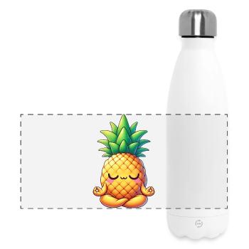 Süße Ananas Yoga Meditation Entspannung Cartoon - Panorama Isolierflasche 500 ml - Weiß - Vorne
