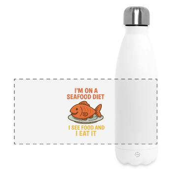 Ernährung mit Meeresfrüchten - Panorama Isolierflasche 500 ml - Weiß - Vorne