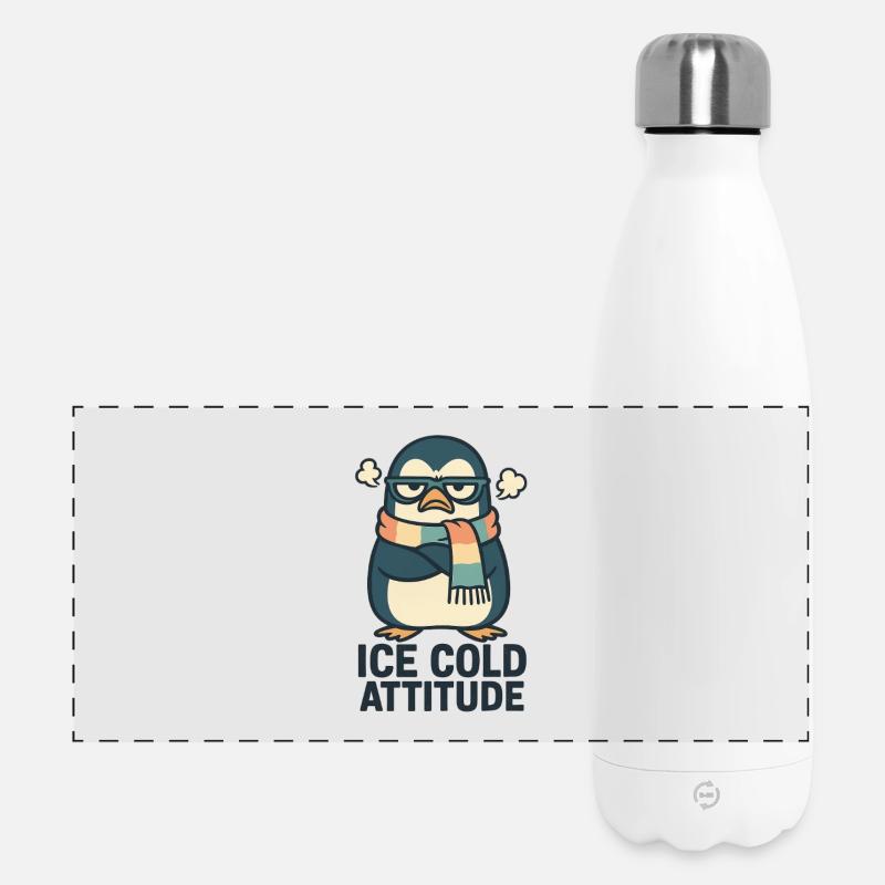 Icecold attitude penguin - Panoramic Thermal Bottle 500 ml - white