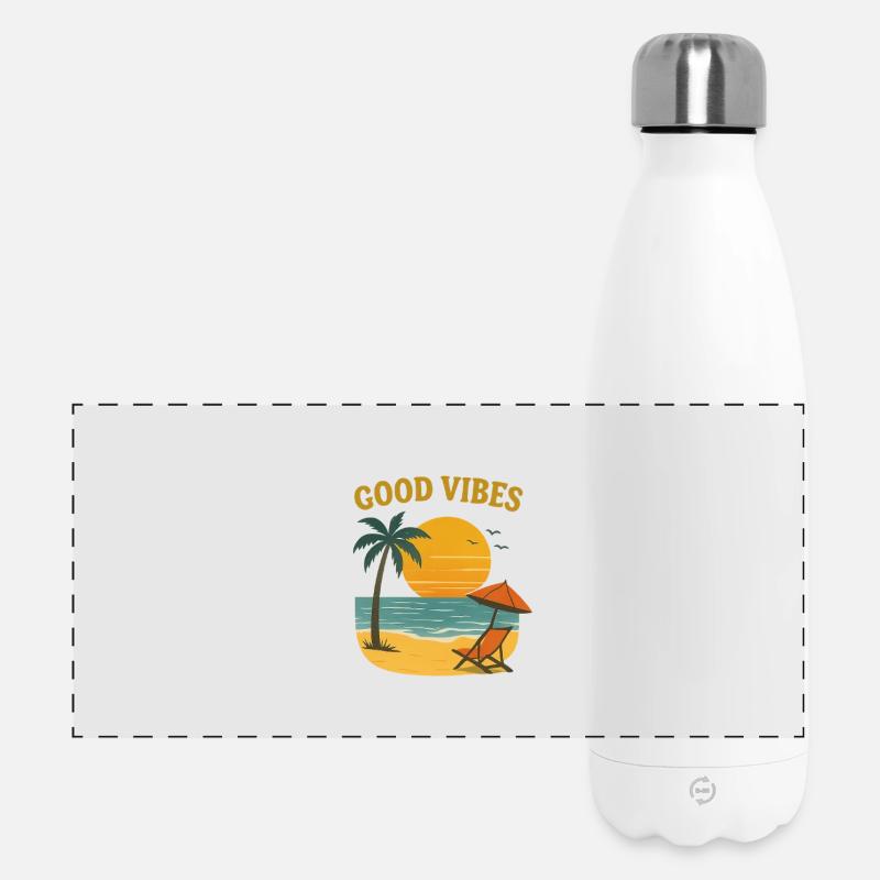 Sunset Beach Motif - Panoramic Thermal Bottle 500 ml - white
