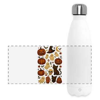 Bonbons d'Halloween et motifs effrayants - Gourde isotherme panoramique 500 ml - blanc - Devant