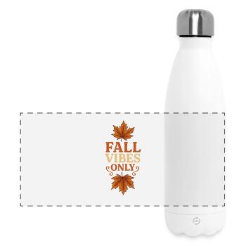 Herbstliche Blätter mit Slogan | Fall Vibes Only - Panorama Isolierflasche 500 ml - Weiß - Vorne