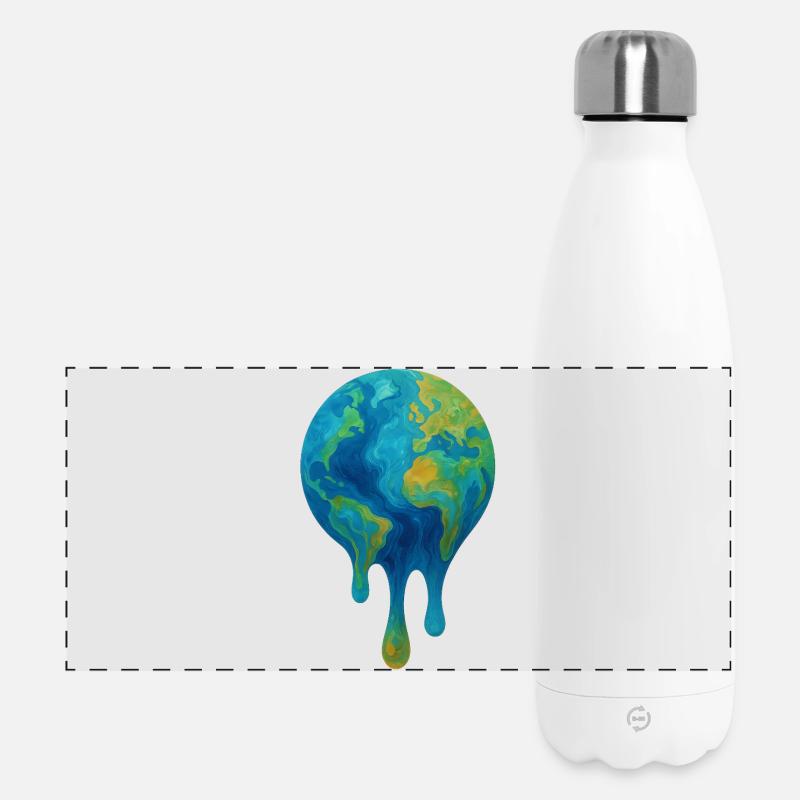 Melting Globe – Abstract Climate Art - Panoramic Thermal Bottle 500 ml - white