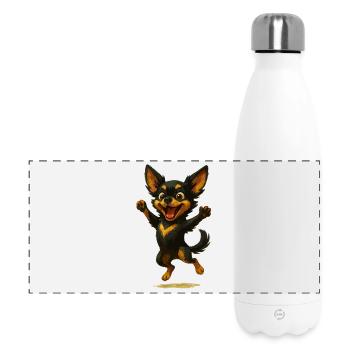 Chien de dessin animé Chihuahua joyeux - Gourde isotherme panoramique 500 ml - blanc - Devant
