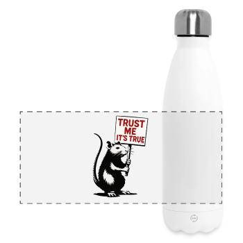 Rat with Shield Trust Me It's True - Panoramic Thermal Bottle 500 ml - white - Front
