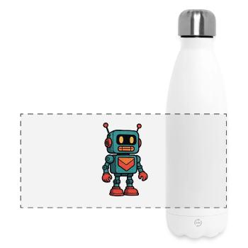 Robot rétro porte lettres - Gourde isotherme panoramique 500 ml - blanc - Devant