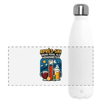 Après-Ski: Mehr Pegel als Höhenmeter - Panorama Isolierflasche 500 ml - Weiß - Vorne