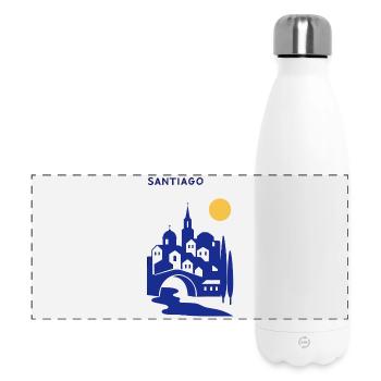 Santiago silhouette in the evening - Panoramic Thermal Bottle 500 ml - white - Front