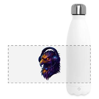 Neonadler mit Headset - Panorama Isolierflasche 500 ml - Weiß - Vorne