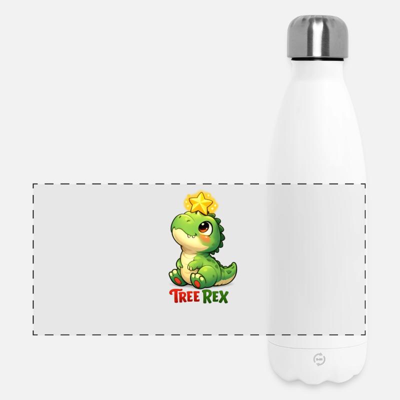 Tree Rex with fairy lights and gift Christmas - Panoramic Thermal Bottle 500 ml - white