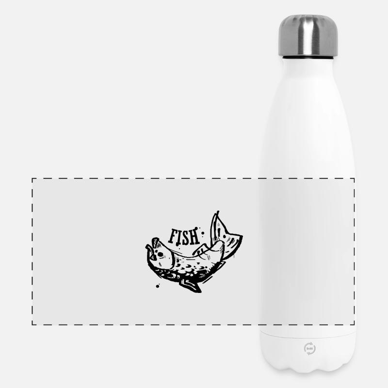 Poisson - Gourde isotherme panoramique 500 ml - blanc