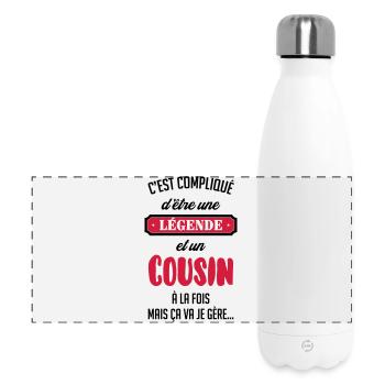 Onkel / Tante / Vetter / Cousin / Kusine - Panorama Isolierflasche 500 ml - Weiß - Vorne