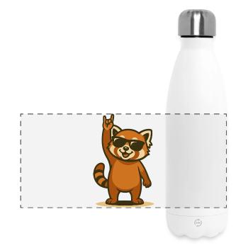 Roter Panda Rocker – Cooles Panda Jungtier - Panorama Isolierflasche 500 ml - Weiß - Vorne
